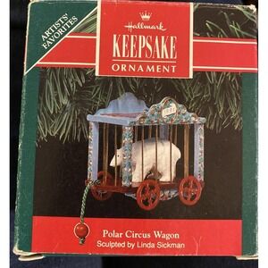 1991 Hallmark Polar Bear Circus Wagon Keepsake Christmas Ornament In Box
